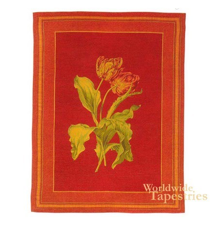 Tulipe Red chenille tapestry
