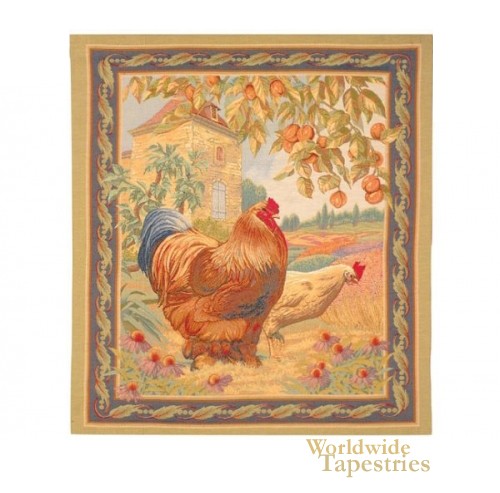 les poulets rooster tapestry