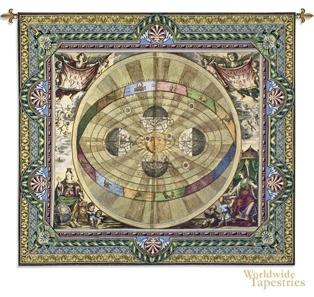 The Copernican System world map tapestry