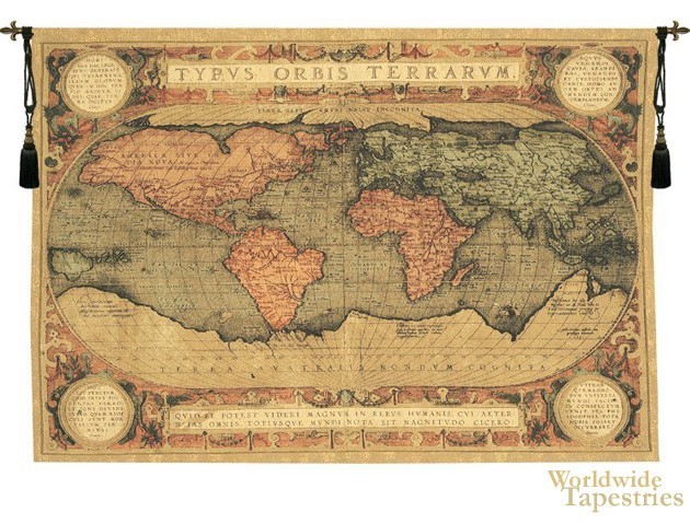 world map tapestry image