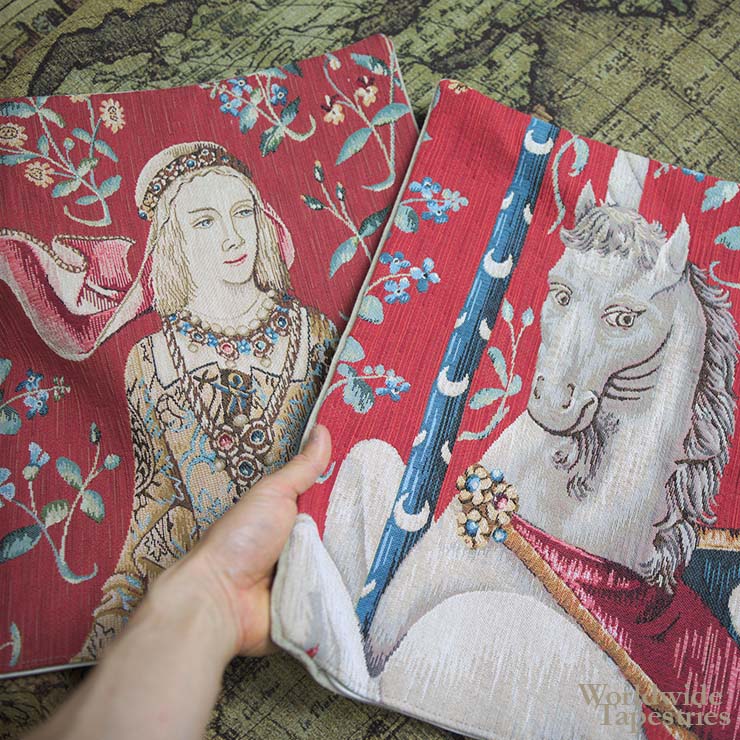 lady and the unicorn cushion cover details