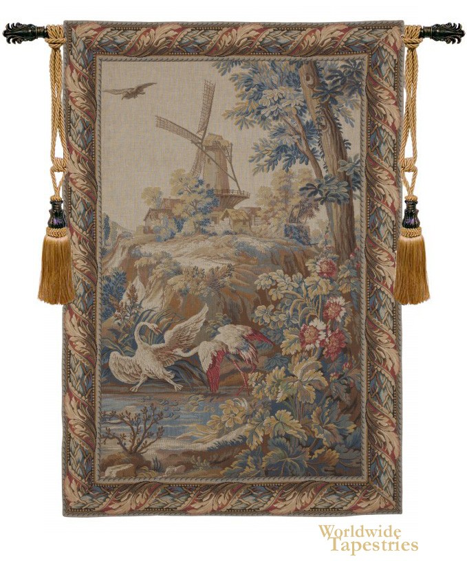 Birds and Windmill Tapestry