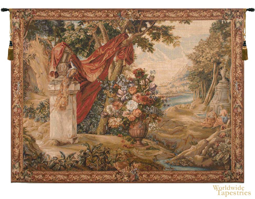 Bouquet Au Drape Fontaine with People Tapestry