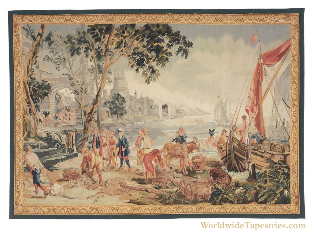 Handwoven Le Retour des Pecheurs  Tapestry