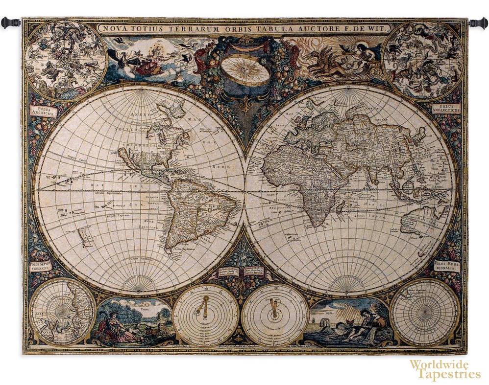 Old World Map Tapestry
