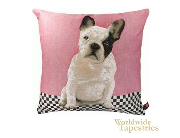 Puppy Bulldog Pink Cushion Cover