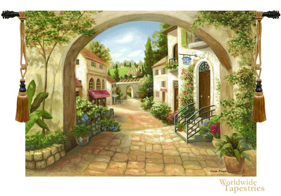 Quaint Town Tapestry