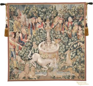 Handwoven La Licorne a la Fontaine  Tapestry