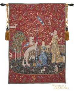 Handwoven Le Gout Detail - Lady and the Unicorn (Taste) Tapestry