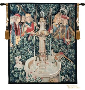 Handwoven Repose a la Fontaine  Tapestry