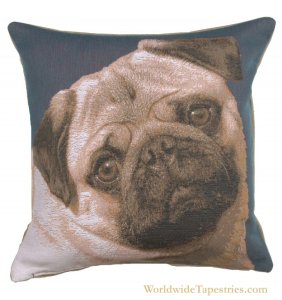 Pugs Face Blue Cushion Cover