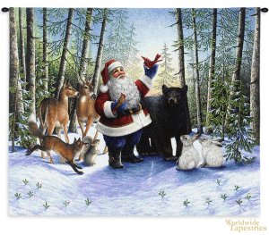 Santa in the Forest Tapestry