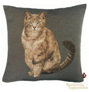 Tabby Cat Dark Grey Cushion Cover