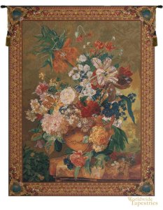 Terracotta Floral Bouquet Gold Tapestry