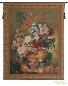 Terracotta Floral Bouquet Tapestry