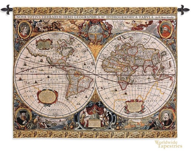 Antique Map Geographica Tapestry