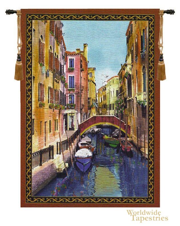 Canal with Shops Tapestry
