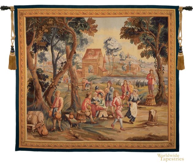 Handwoven Scene Villageois Flamande Tapestry