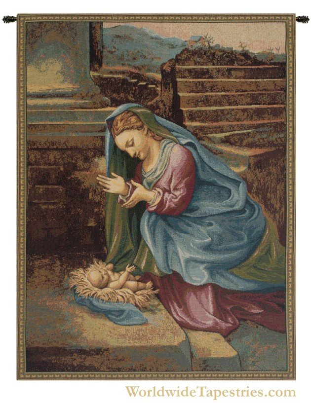Madonna Adoring the Child Tapestry