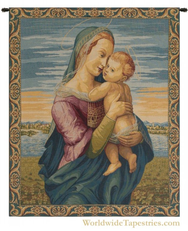 ヨーロッパ式刺繍絵タペストリー:  Madonna with the Child Madonna with Child - Raphael :: Religious Tapestries