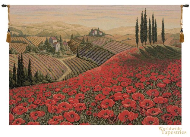 Tuscan Poppy Landscape Tapestry