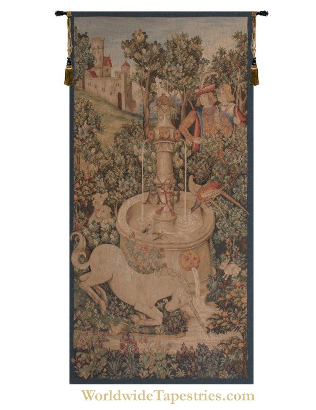 Unicorn at the Fountain II Tapestry